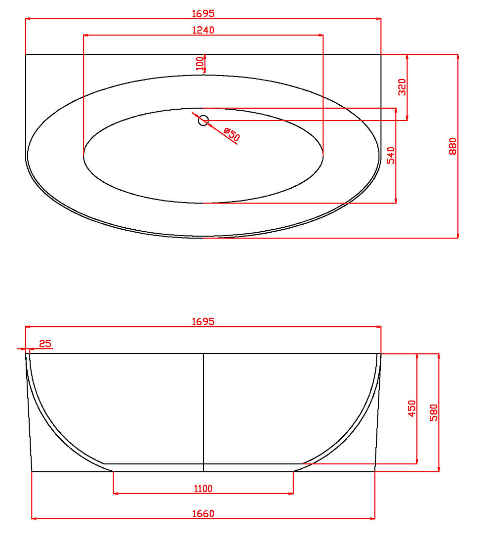 Thumbnail: Harmony Senza BTW Bath 1695mm with overflow