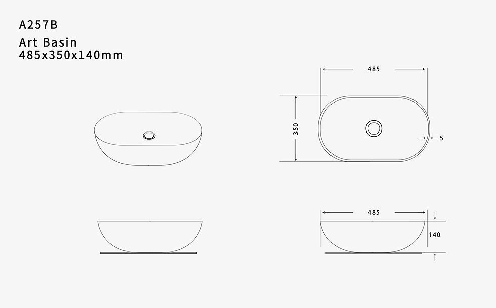 Thumbnail: Harmony Bassin Above Counter Basin Oval 485mm