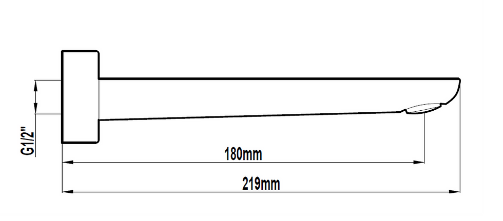 Thumbnail: Bassini Bath Spout 180mm White Chrome