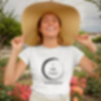 Woman smiling in t-shirt with 'I AM THAT HAPPINESS' text