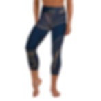 Blue capri leggings with golden geometric pattern