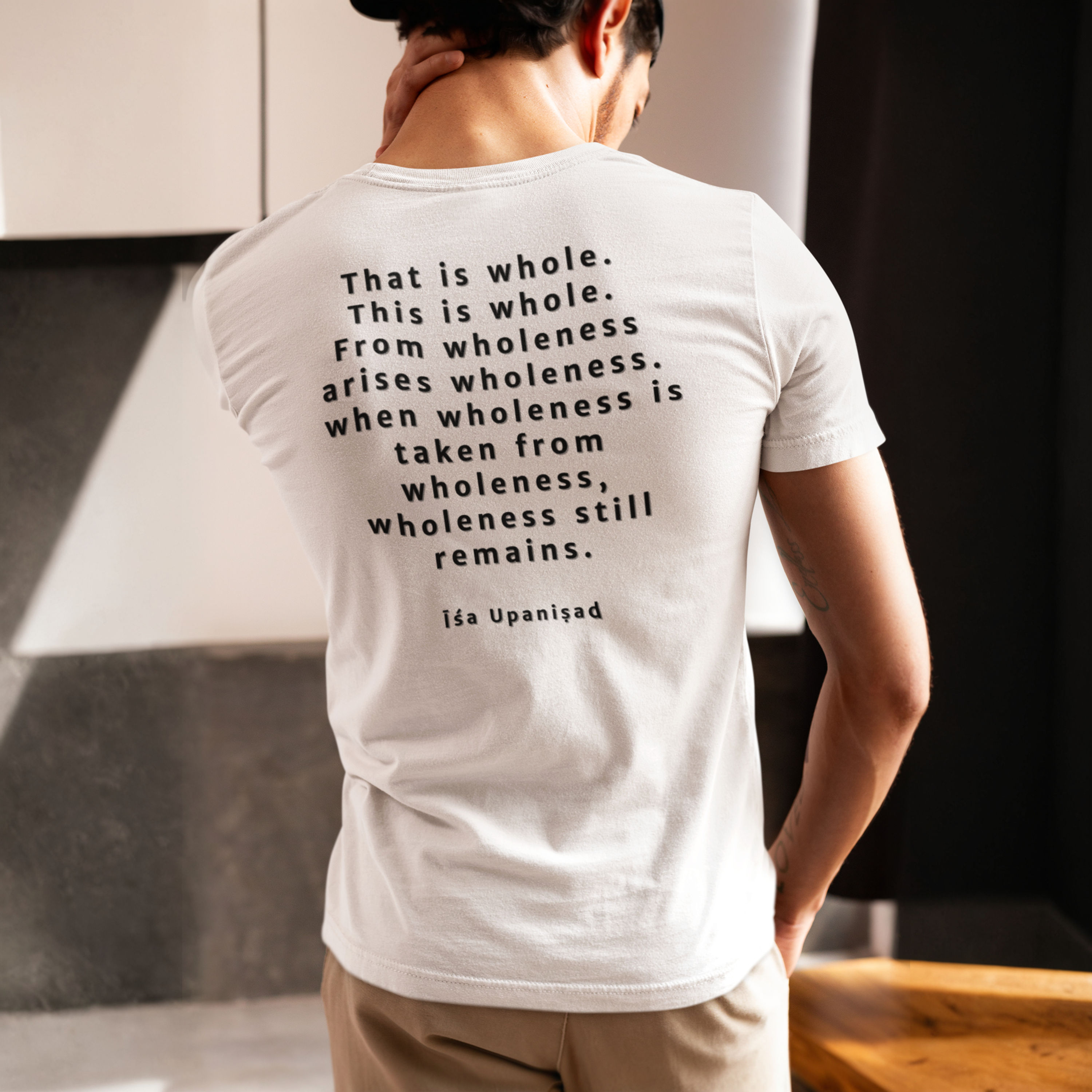 Man in white I Am That Happiness T-shirt