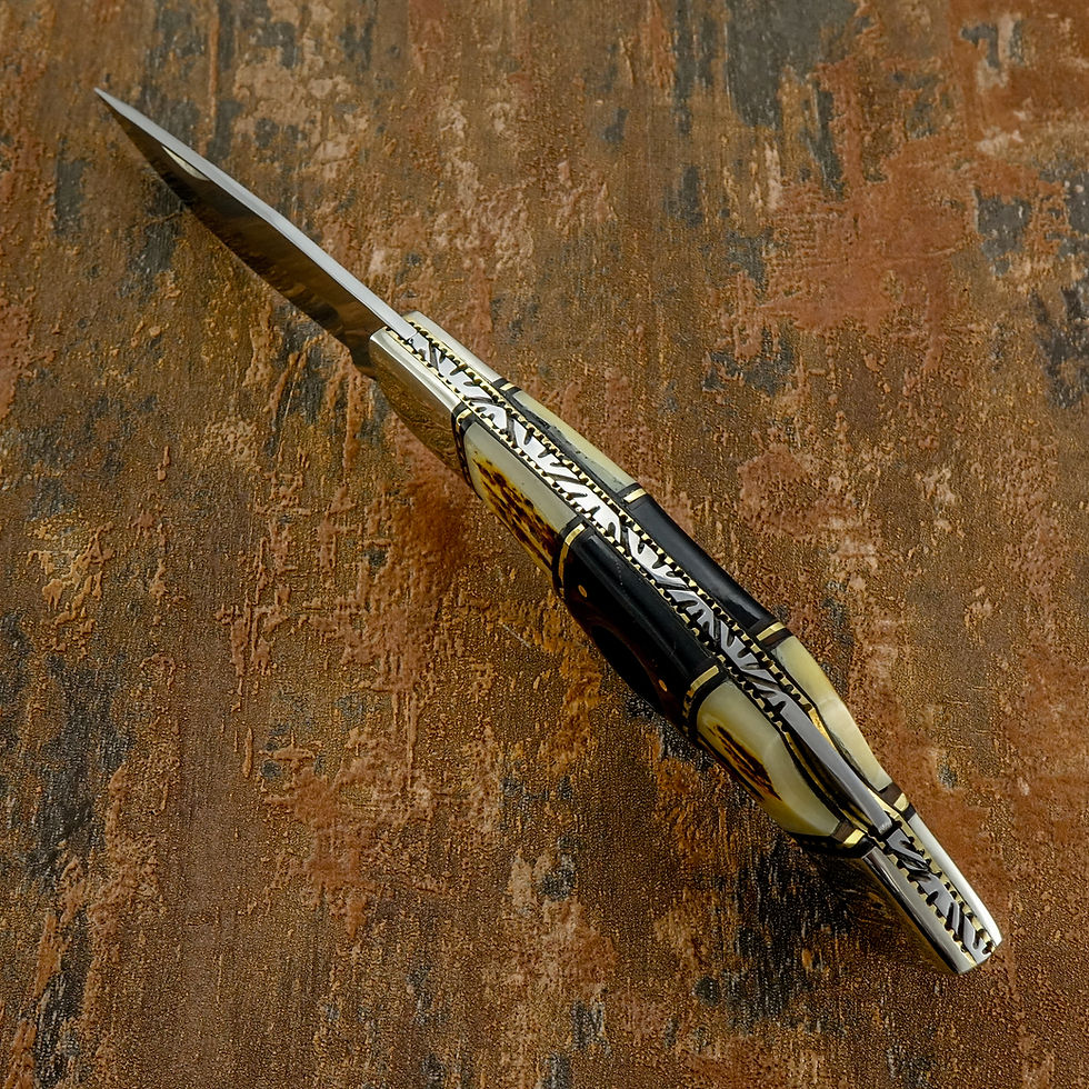 Thumbnail: File Worked Custom Brass Liners, Pakistan Pocket Knife, Lock Back Hunter