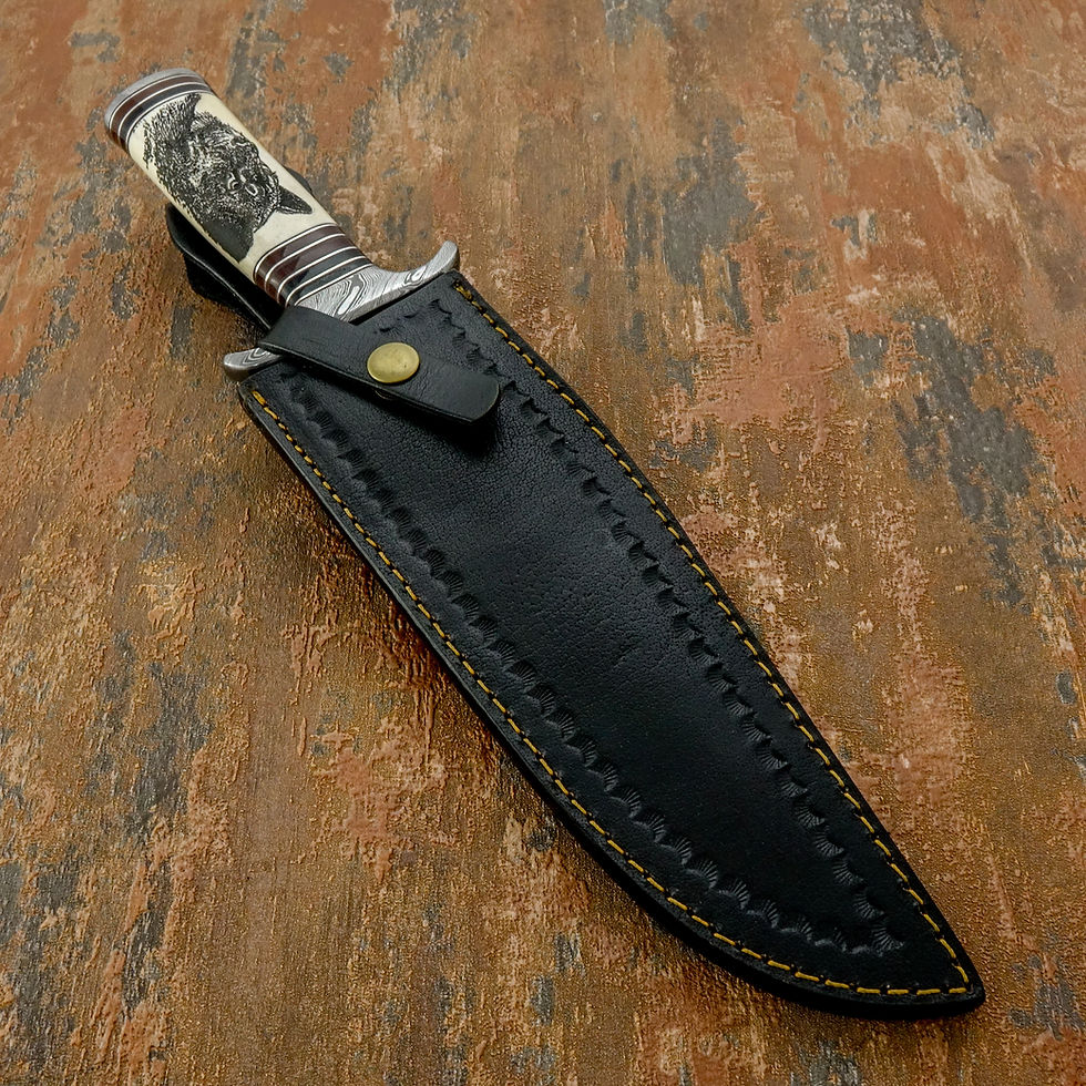 Thumbnail: Pakistan damascus knife, scrimshaw