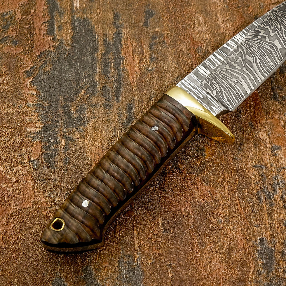 Thumbnail: The deeply grooved wood handle offers a secure, confident grip