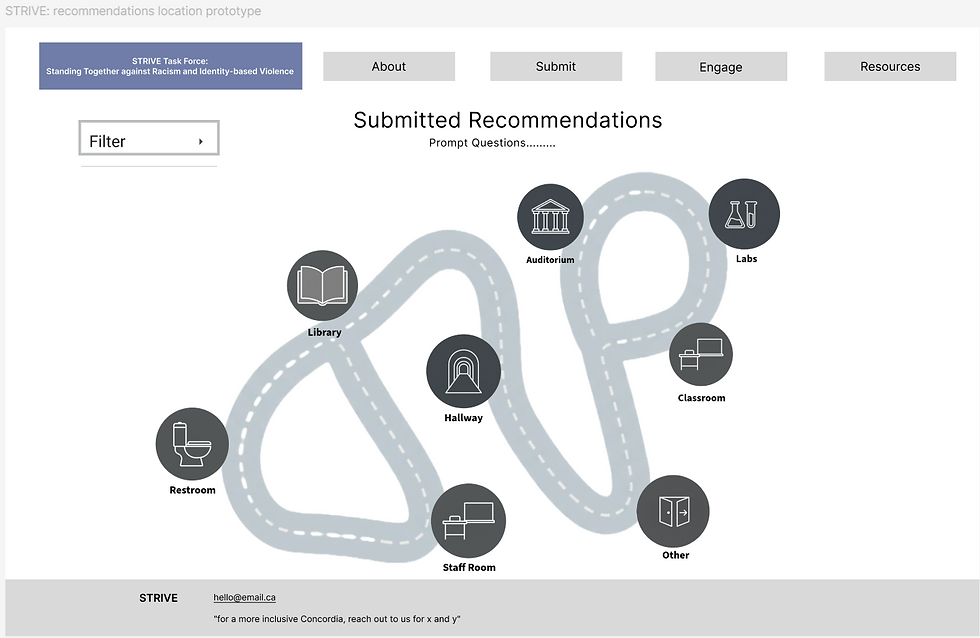 Interactive map interface allowing stories to be connected to campus locations