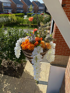 Silk flower hanging display
