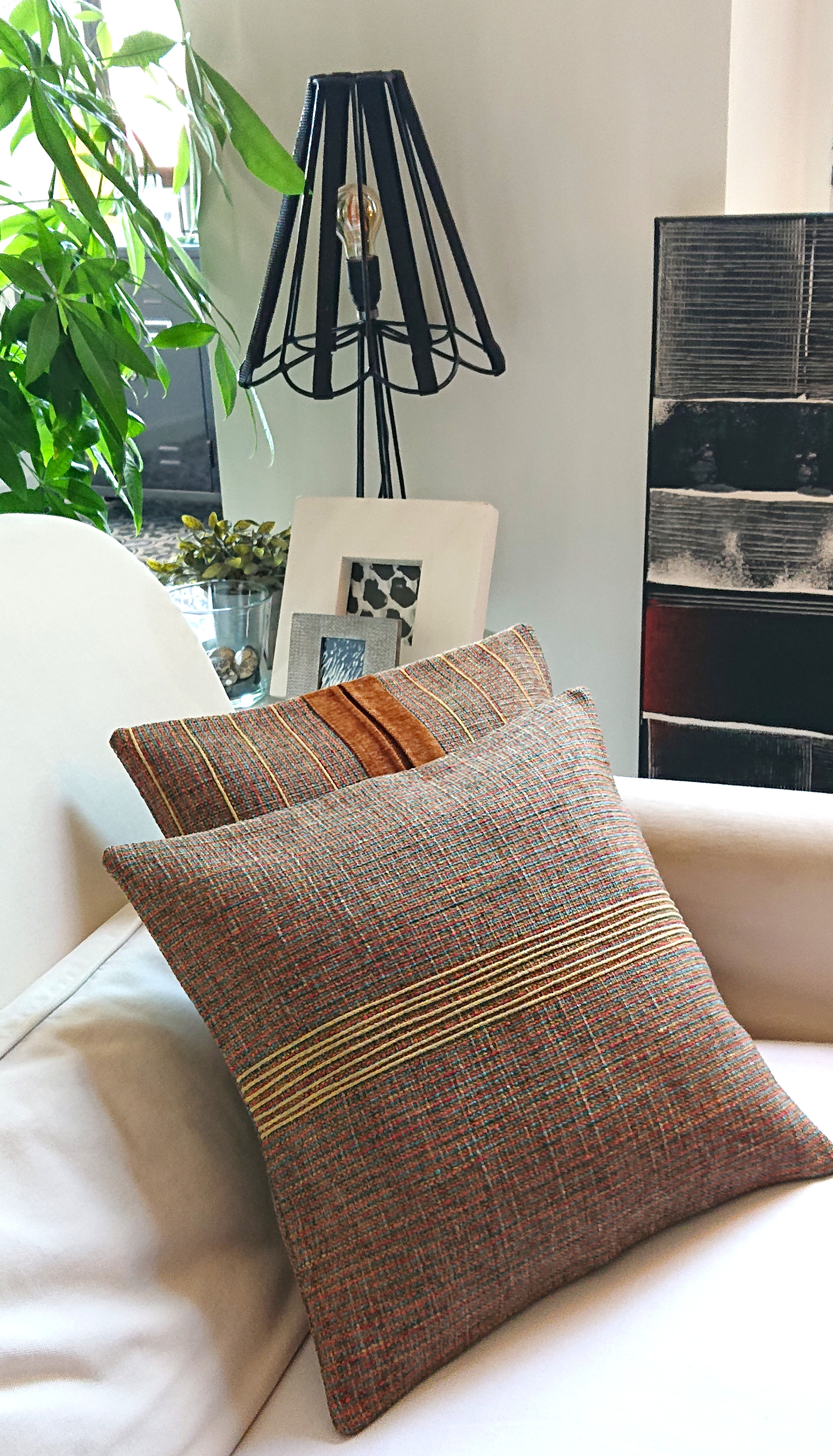 CAPIA Housse de Coussin ARTY, tissu tramé. Dimensions 44 cm x 44 cm