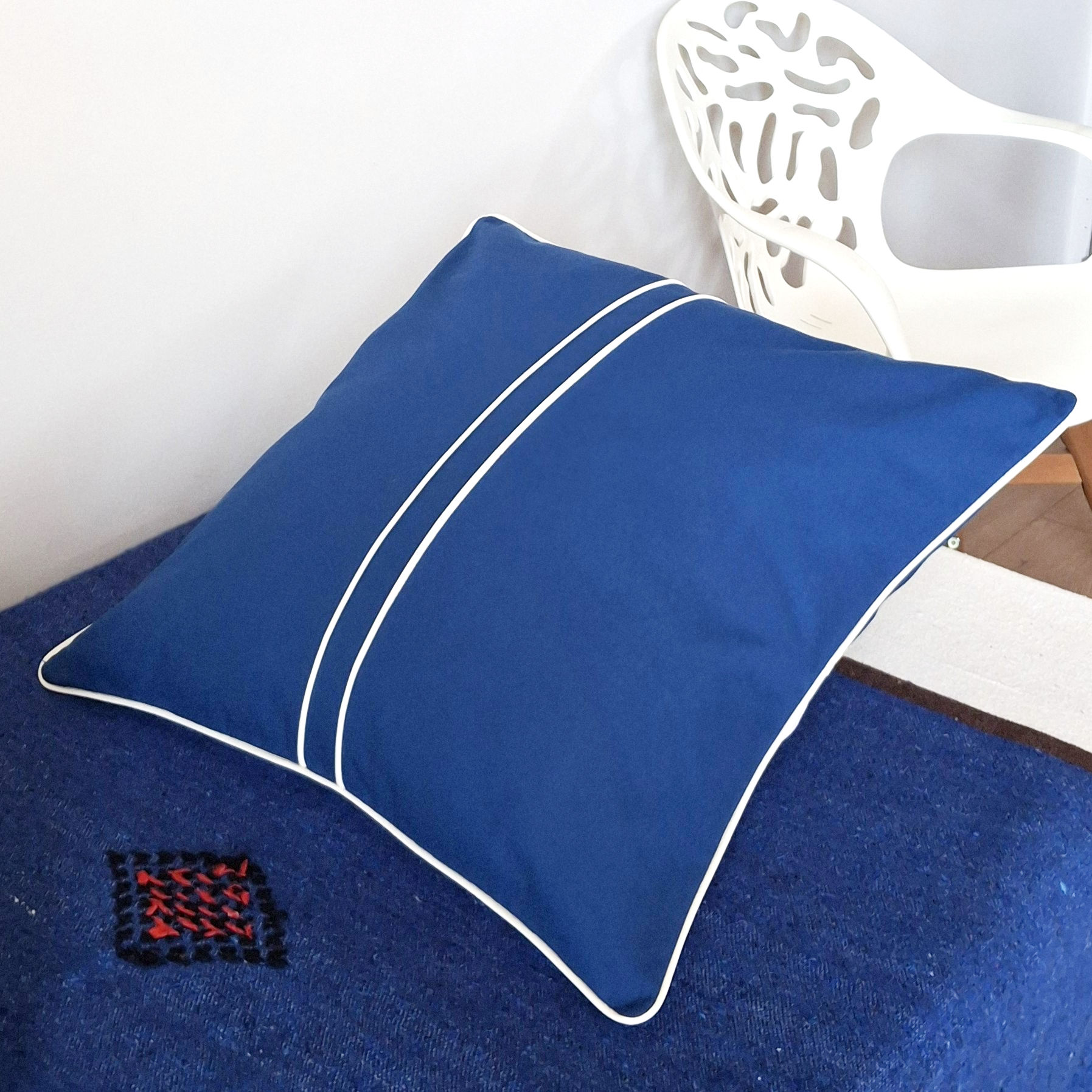 ADINO Grande housse de coussin Déco passepoilée coton coloré