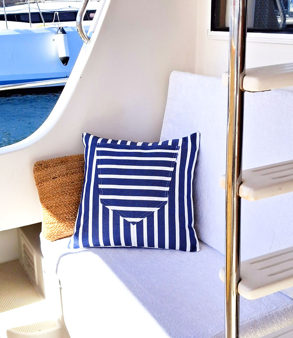 ALERIO Coussin extérieur rayé bleu et blanc