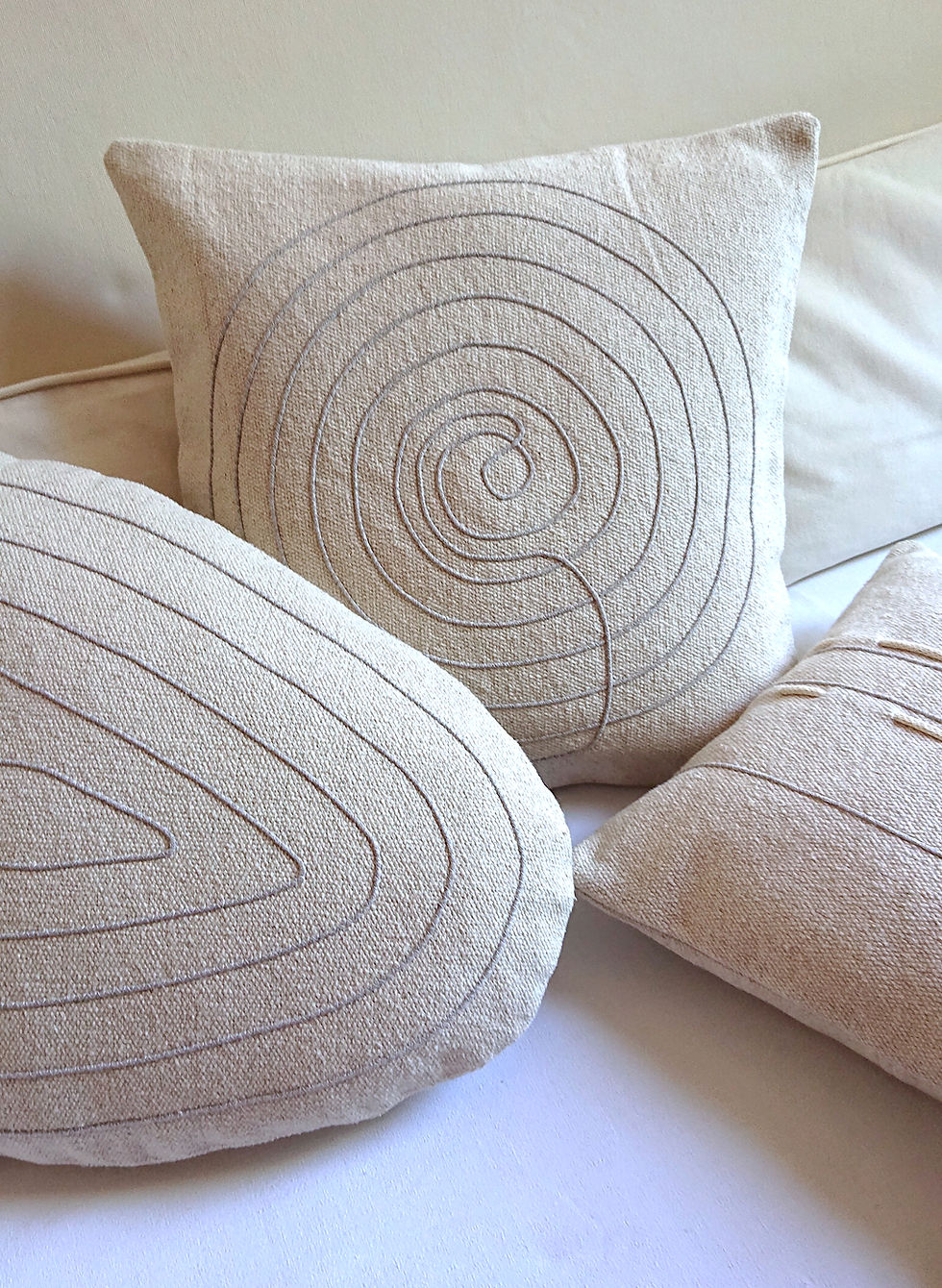 CASTIK Housse de coussin Déco coton brut écru. déhoussable. 44 cm x 44 cm