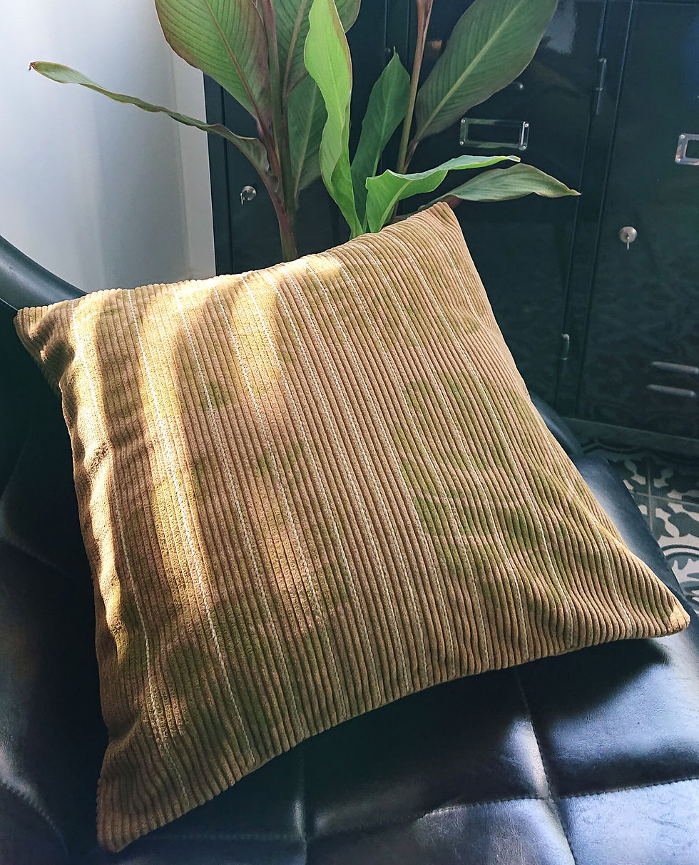 COLZIO Housse de coussin ARTY velours côtelé bronze. Peint à la main.
