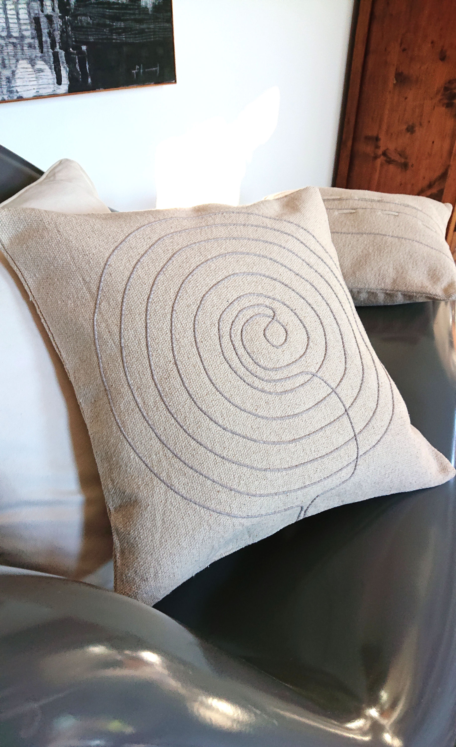CASTIK Housse de coussin Déco coton brut écru. déhoussable. 44 cm x 44 cm