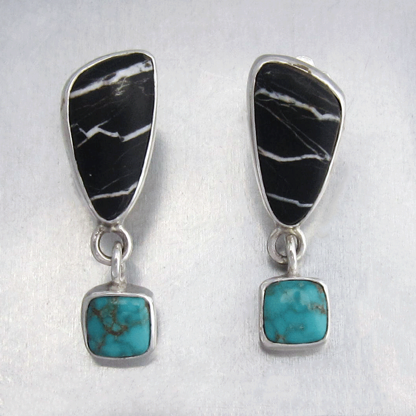 White Buffalo & Cloud Mt. Turquoise Earrings