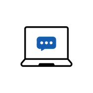 Teletherapy icon of a virtual, online session on a laptop with a speech bubble teams notification