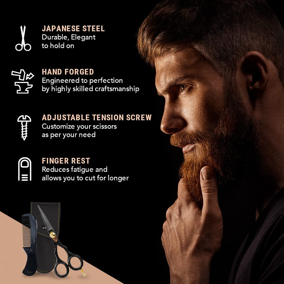 Miniatura: Beard & Mustache Scissors for Men - 5.5" Japanese Steel, Black - Precision Sharp