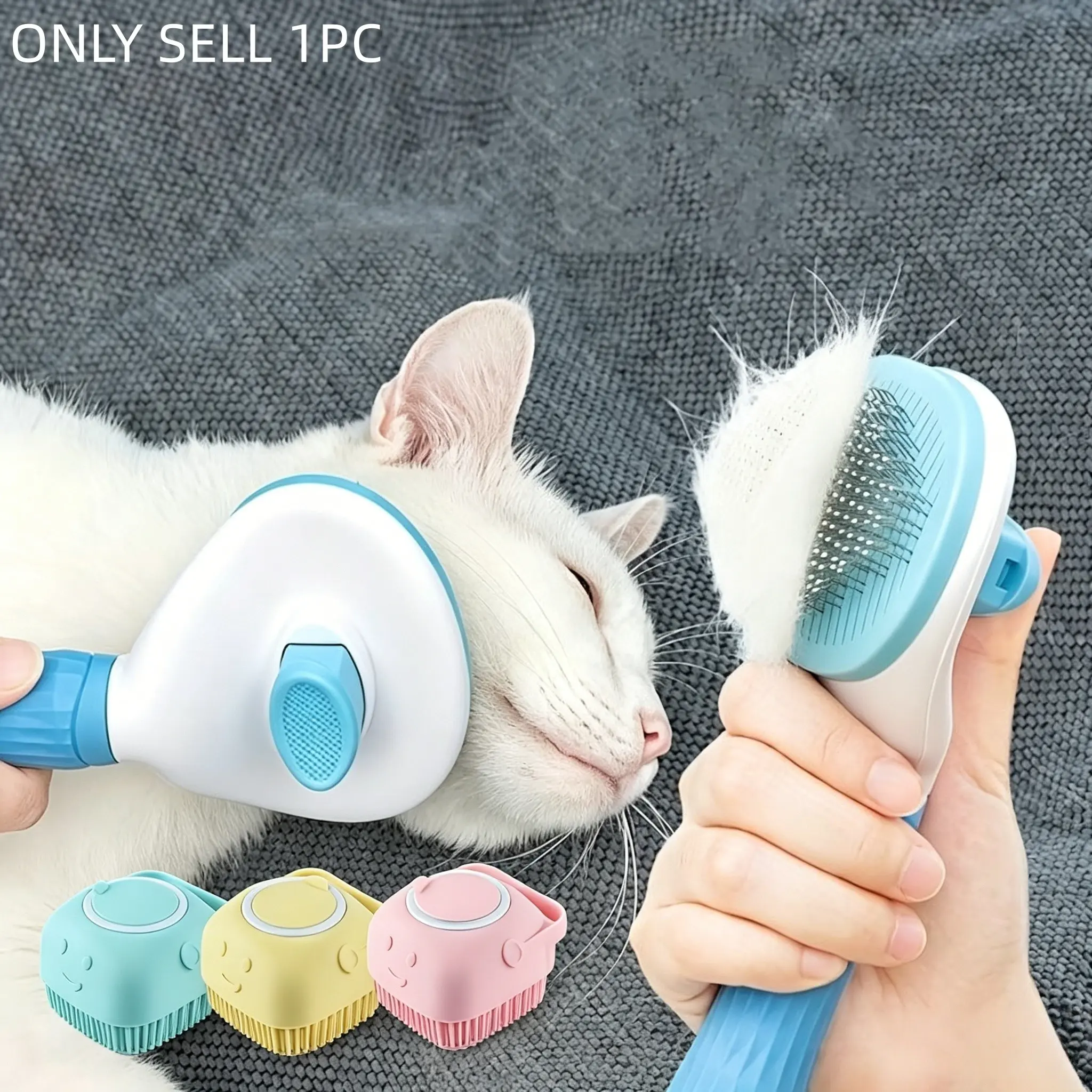Pet Hair Removal Comb, 1 Count Pet Grooming Brush, Deshedding Tool, One-Click Cl