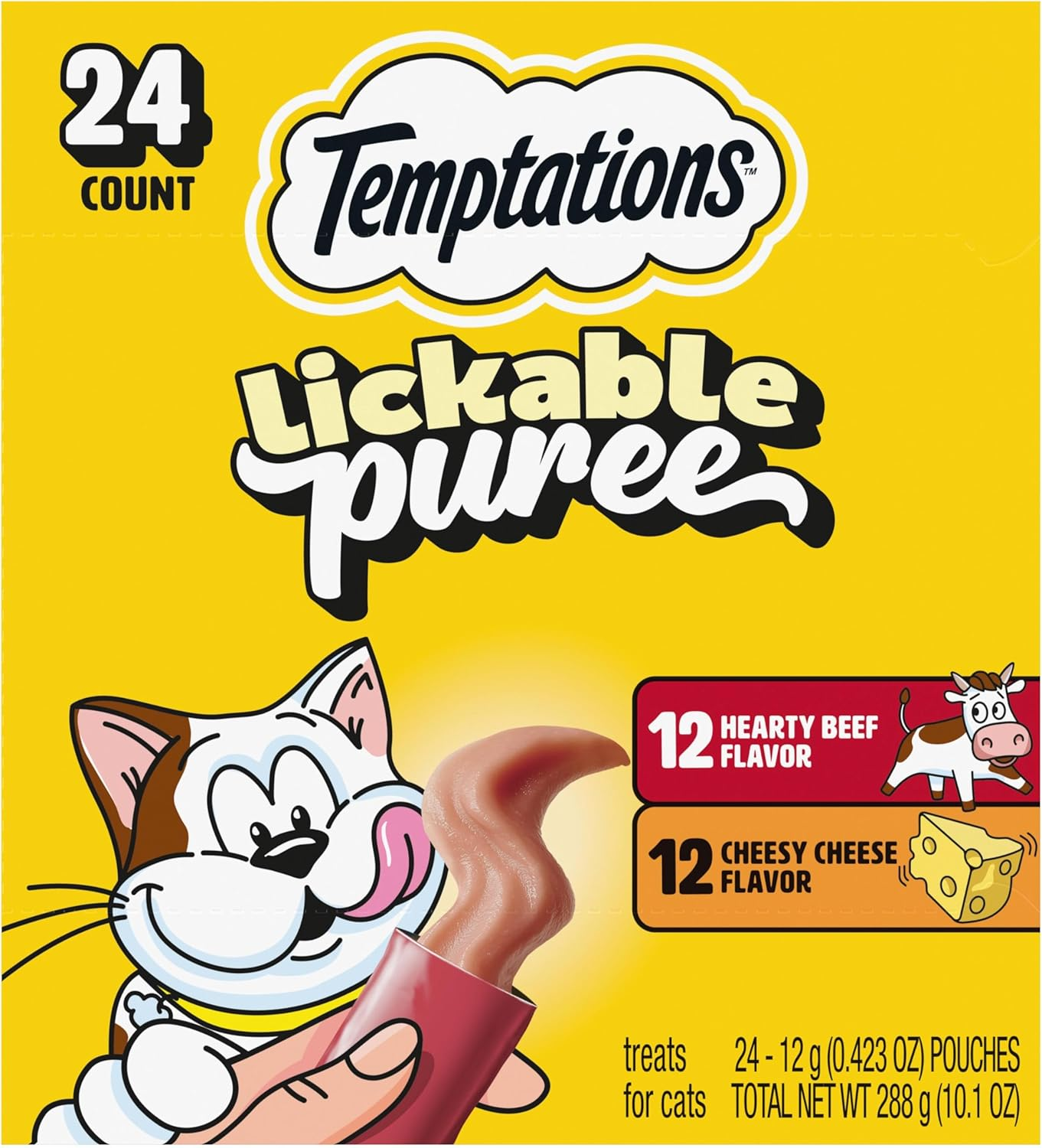 Creamy Puree Squeezable Lickable Cat Treats, Wet Cat Treats with Beef Liver and