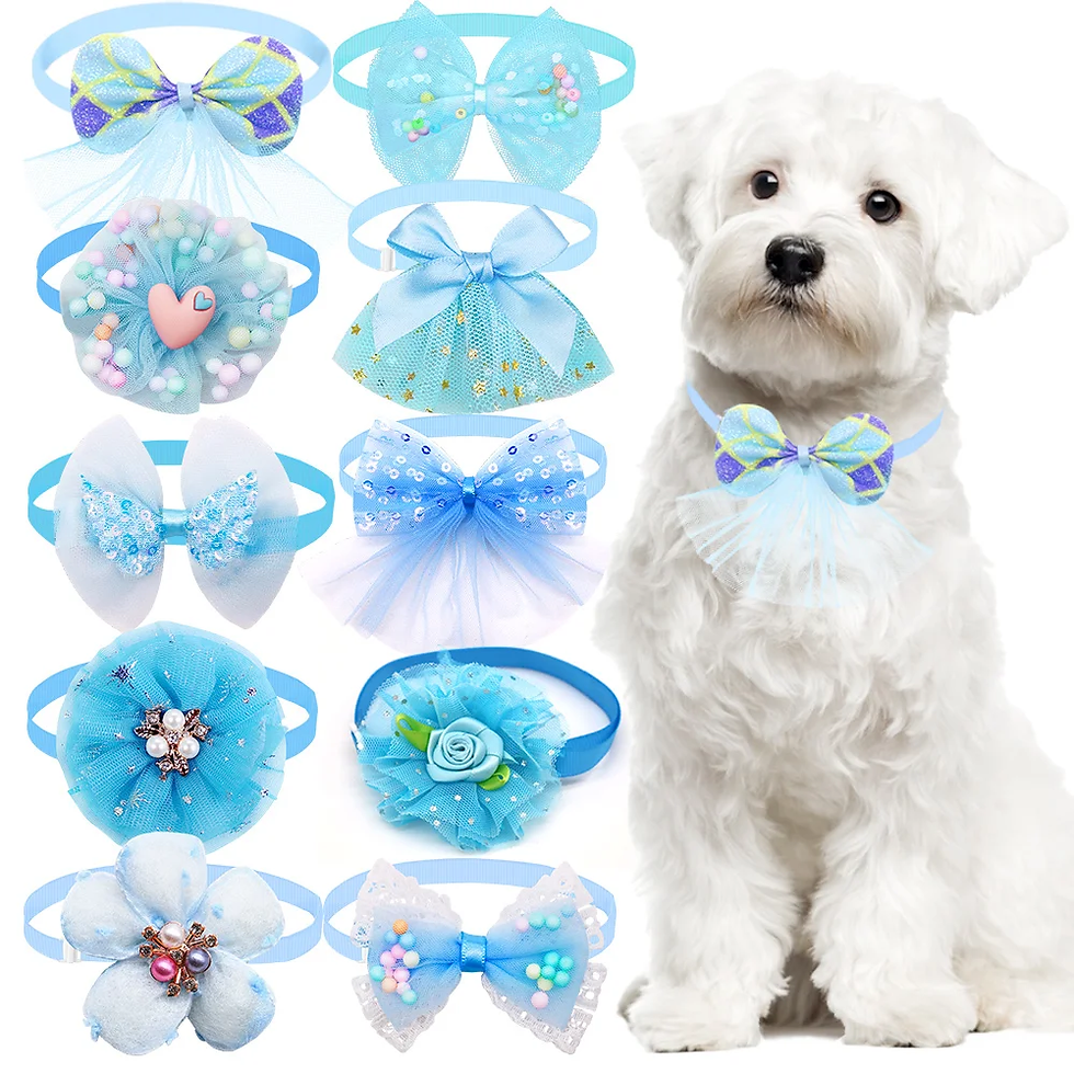 Miniatura: 10Pcs Pet Dog Bow Collar Adjustable Dog Cat Bows Collar Lace Bling Necktie for S