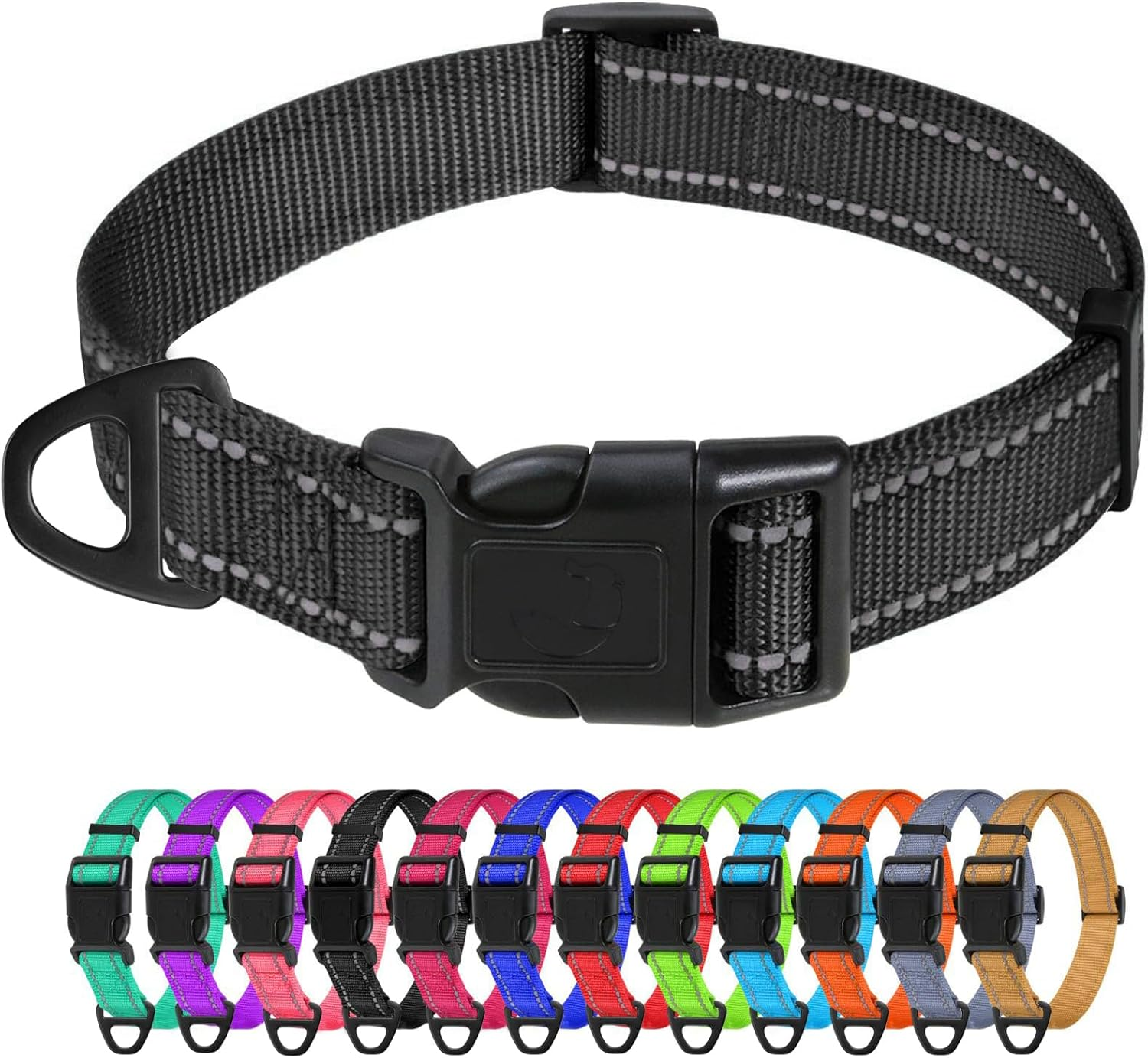 Reflective Nylon Dog Collars, Adjustable Classic Pet Collar with Quick Release B