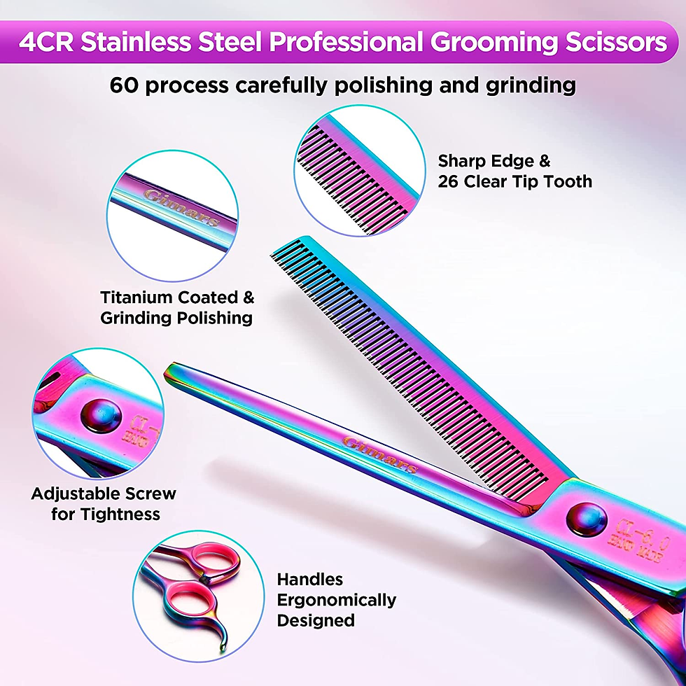 Miniatura: Professional 4CR Stainless Steel 6 in 1 Grooming Scissors for Dogs with Safety r
