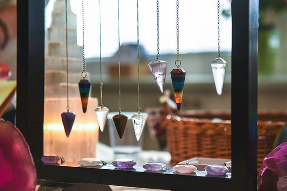 Hanging crystal pendulums