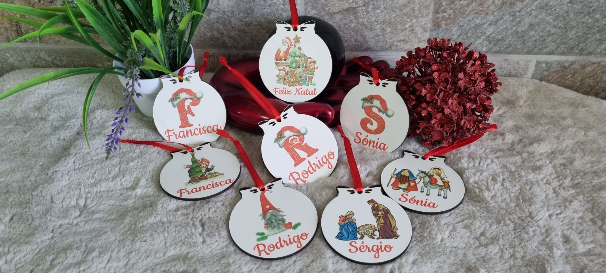Bolas/Aros de Natal estampados SUPER PROMOÇÃO