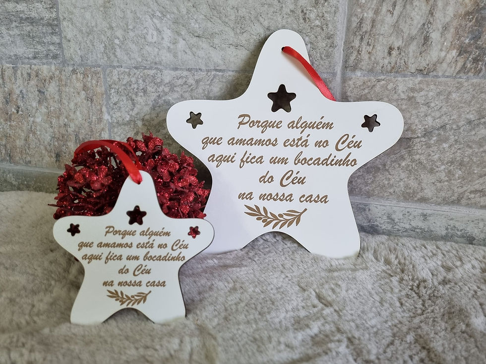 Miniatura: Estrela com dedicatória 20 cm para topo do pinheiro SUPER PROMOÇÃO