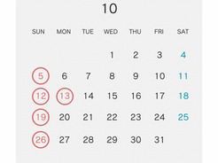 10月の営業日