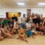 aula no Pisa na Fulo Barcelona Forró Festival 2019 . Barcelona . Espanha . iris De franco e Evandro
