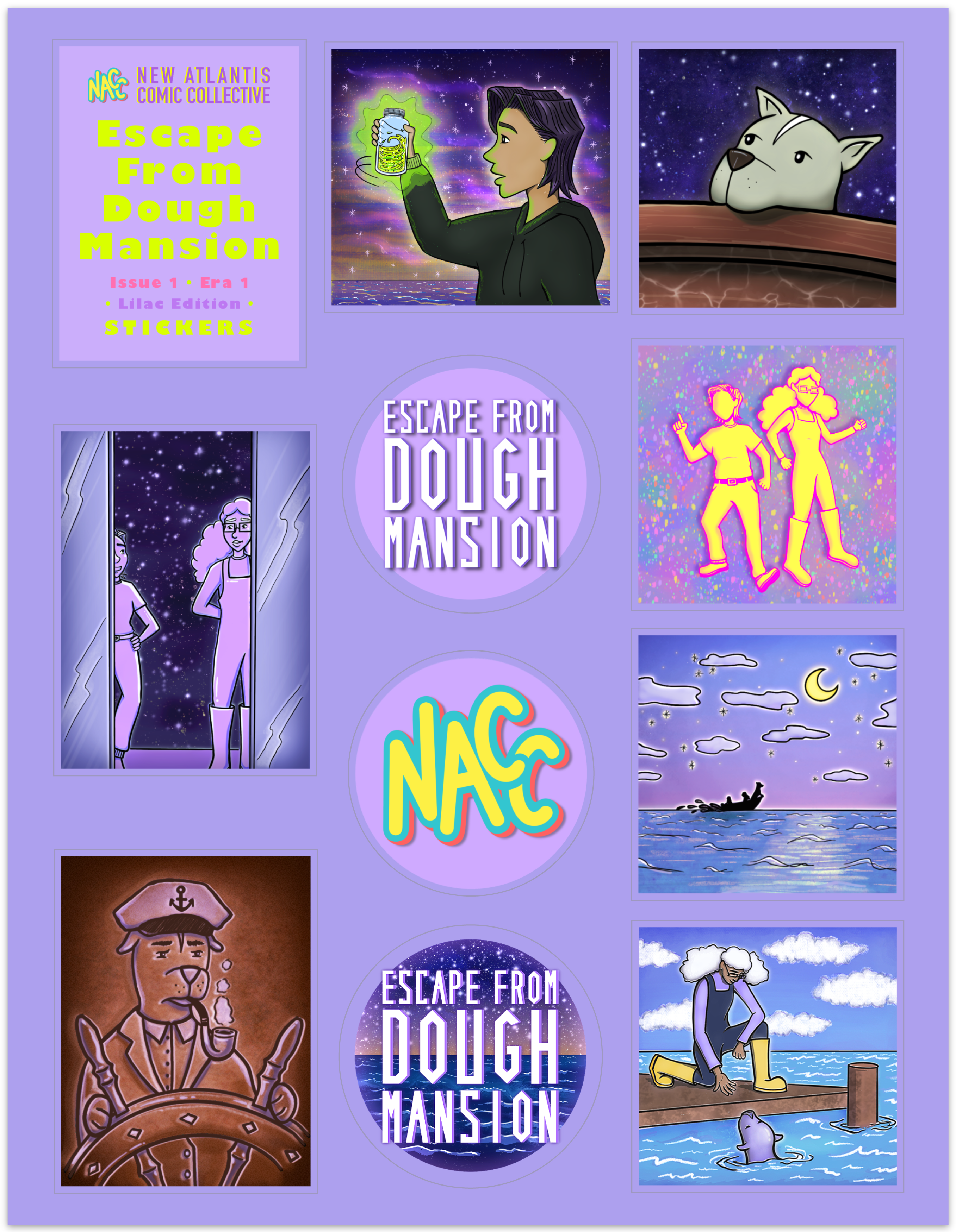 Escape From Dough Mansion Era 1 Sticker Sheet: Lilac Edition