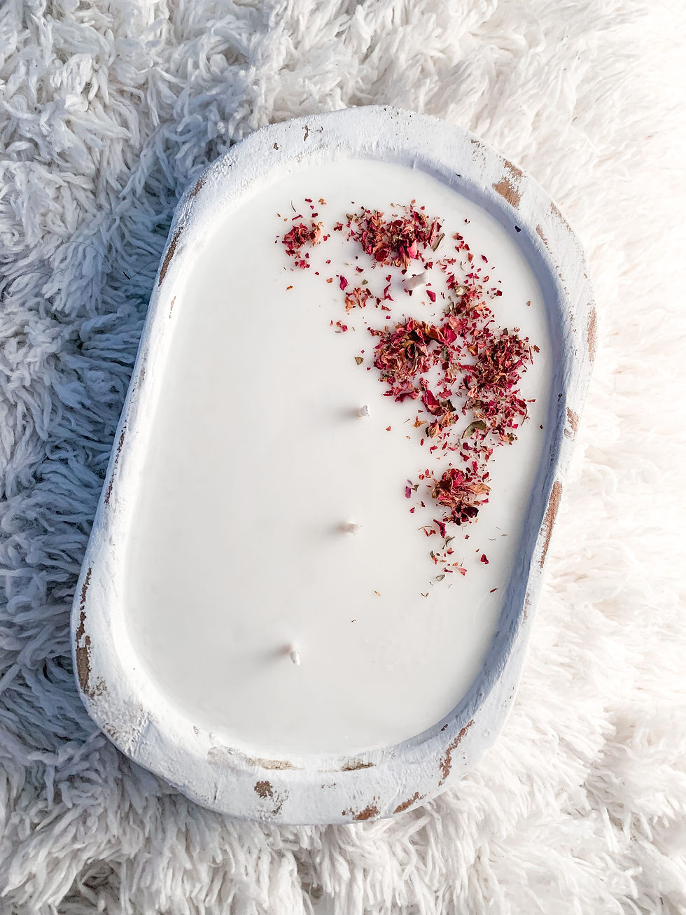 Thumbnail: White Wood Bowl Candle with Cotton Wicks
