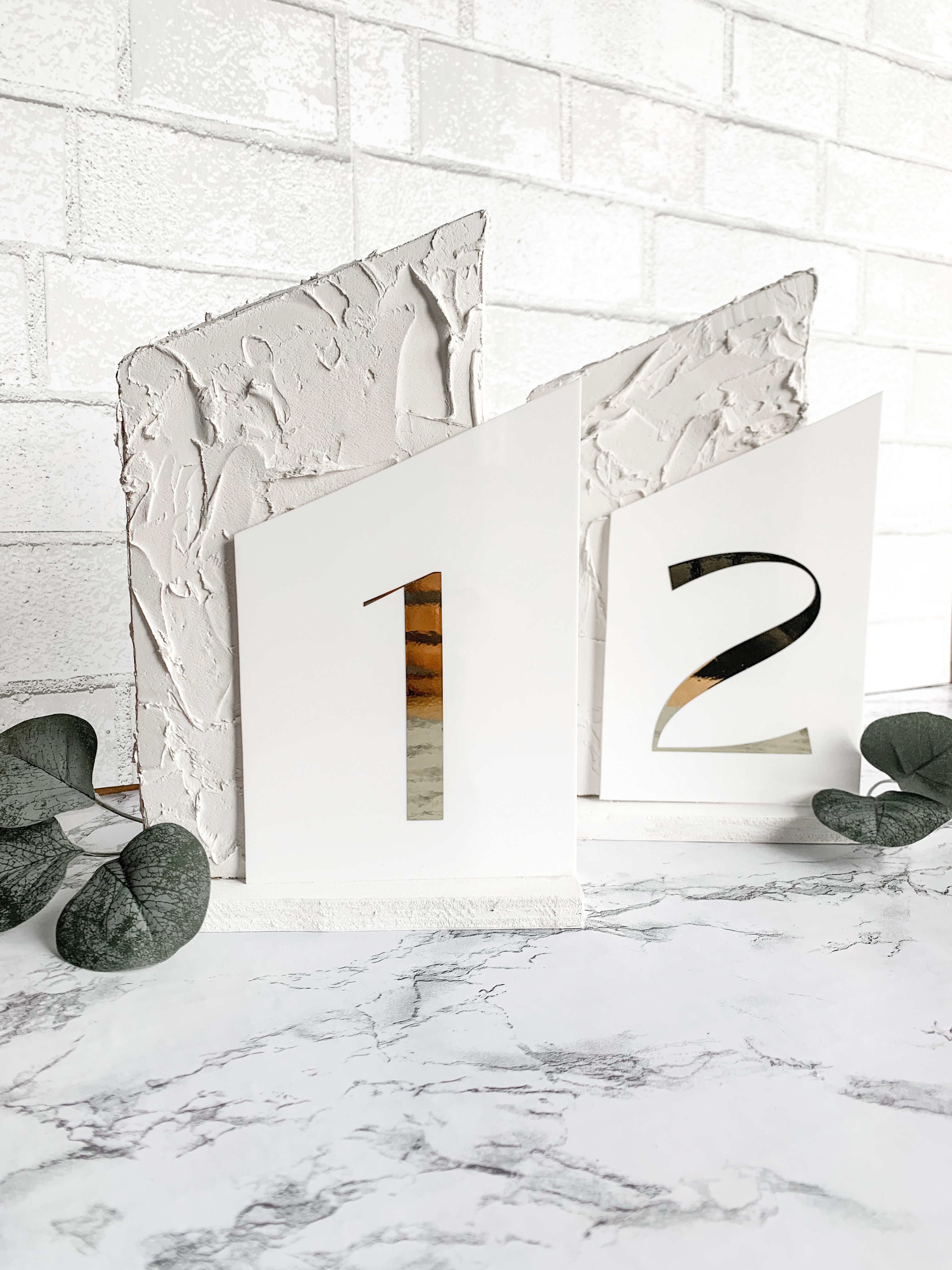 Table Numbers - White Acrylic with Texture