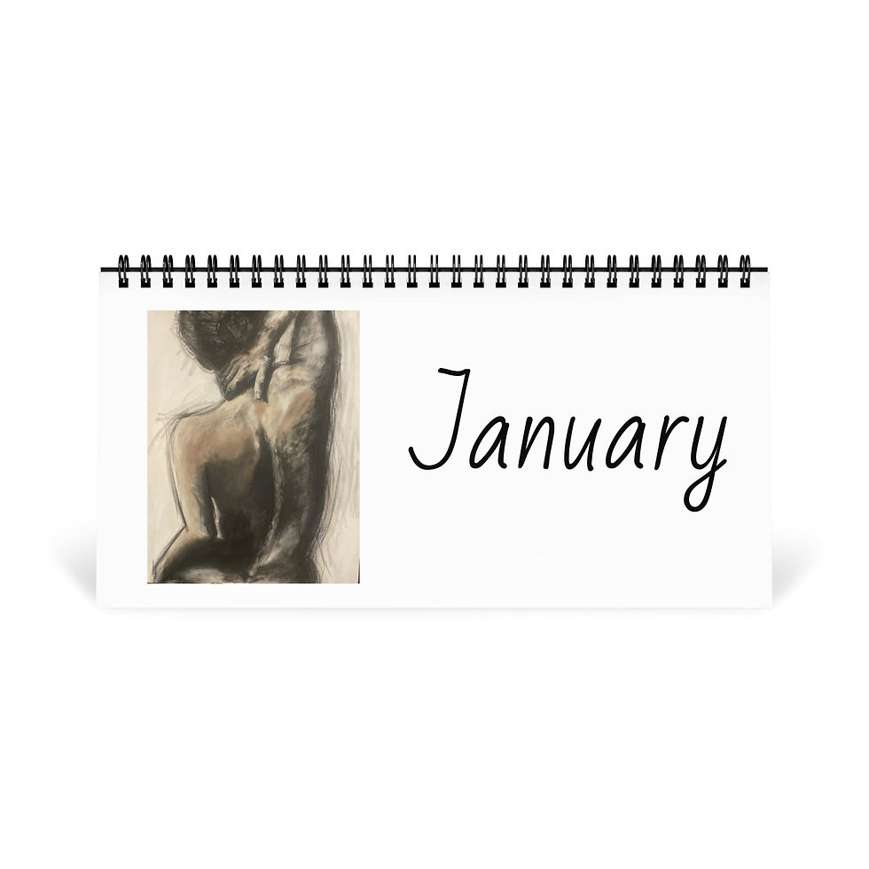 January on desktop calendar with a sketch, kimberlybagleystudio.
