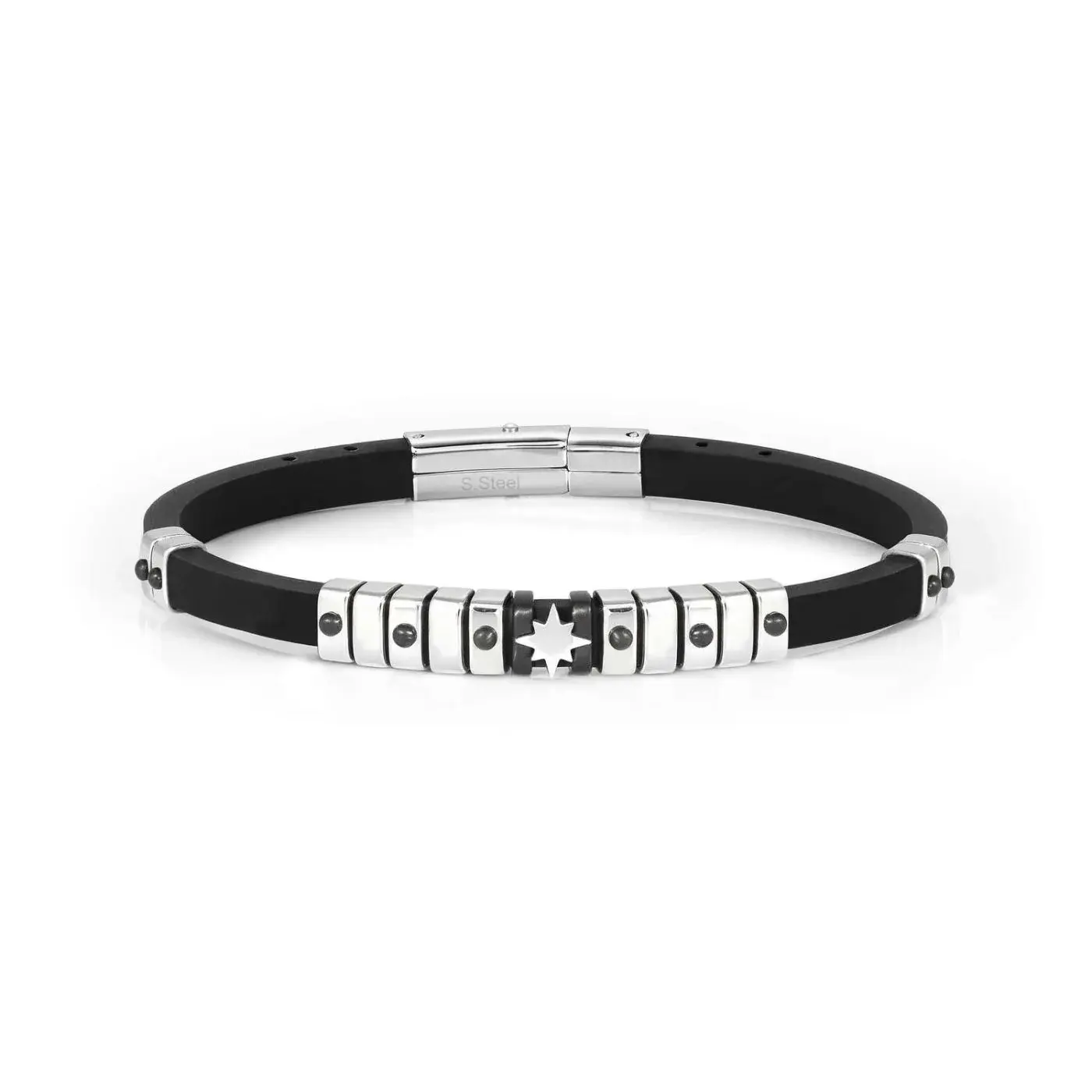 Nomination çelik kauçuk erkek Bileziği