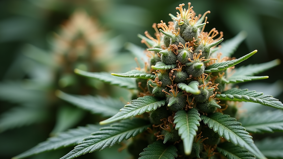 Close-up view of gelato cannabis buds with trichomes