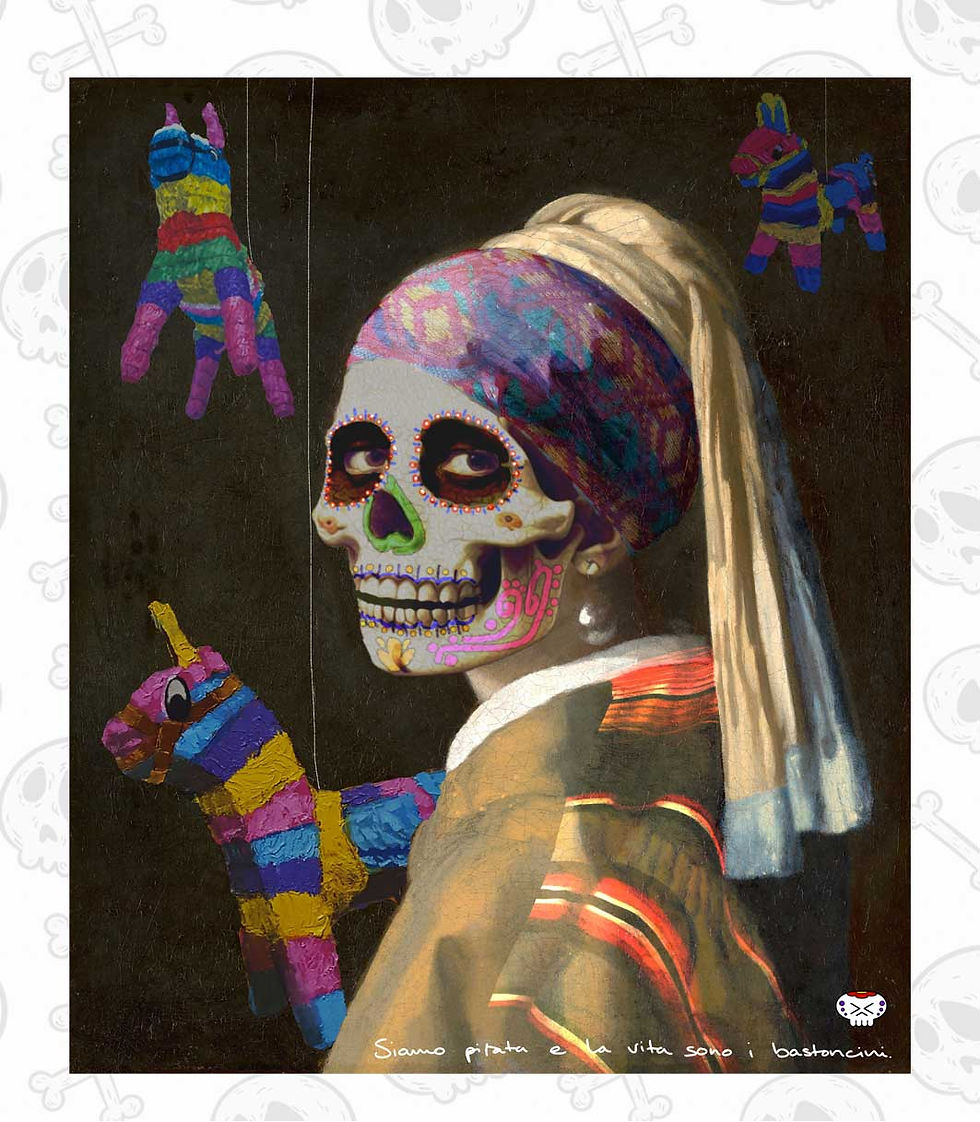 Thumbnail: SKULL WITH EARRING - unisex t-shirt