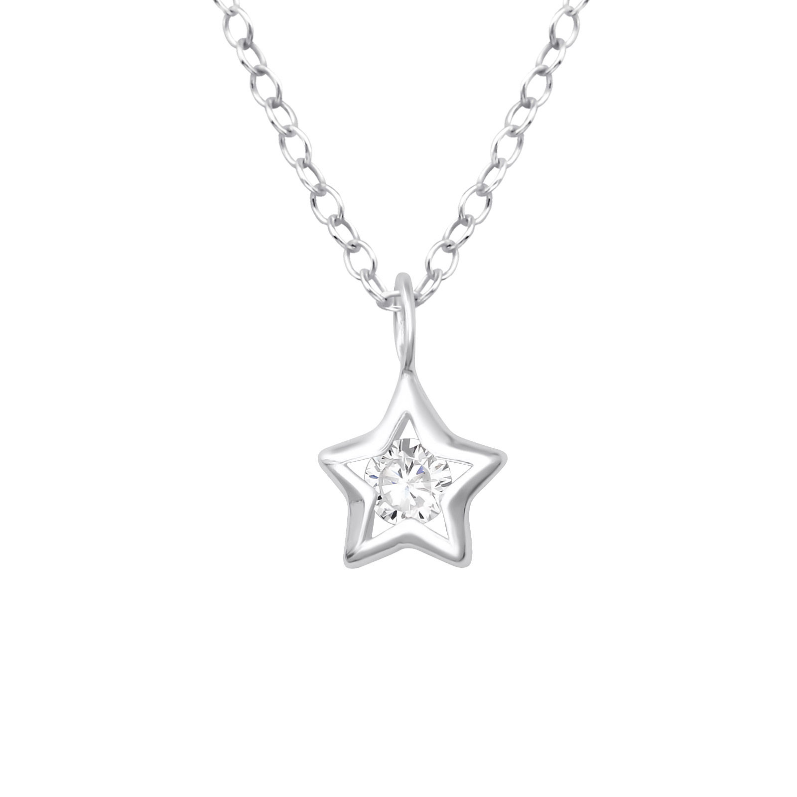 Collar Estrella de Plata con Circonita