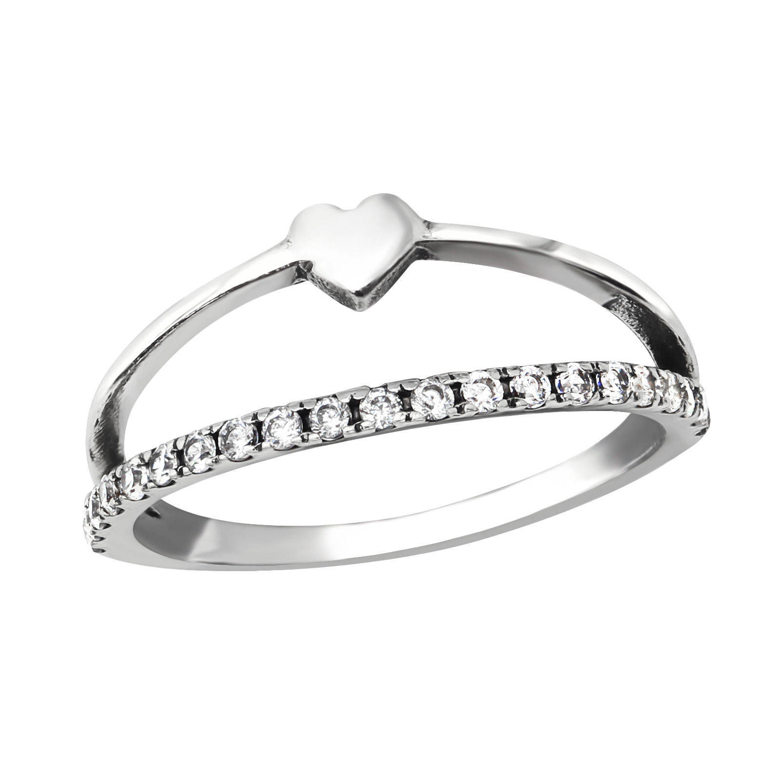 Anillo de Plata con forma de Corazón y Circonita