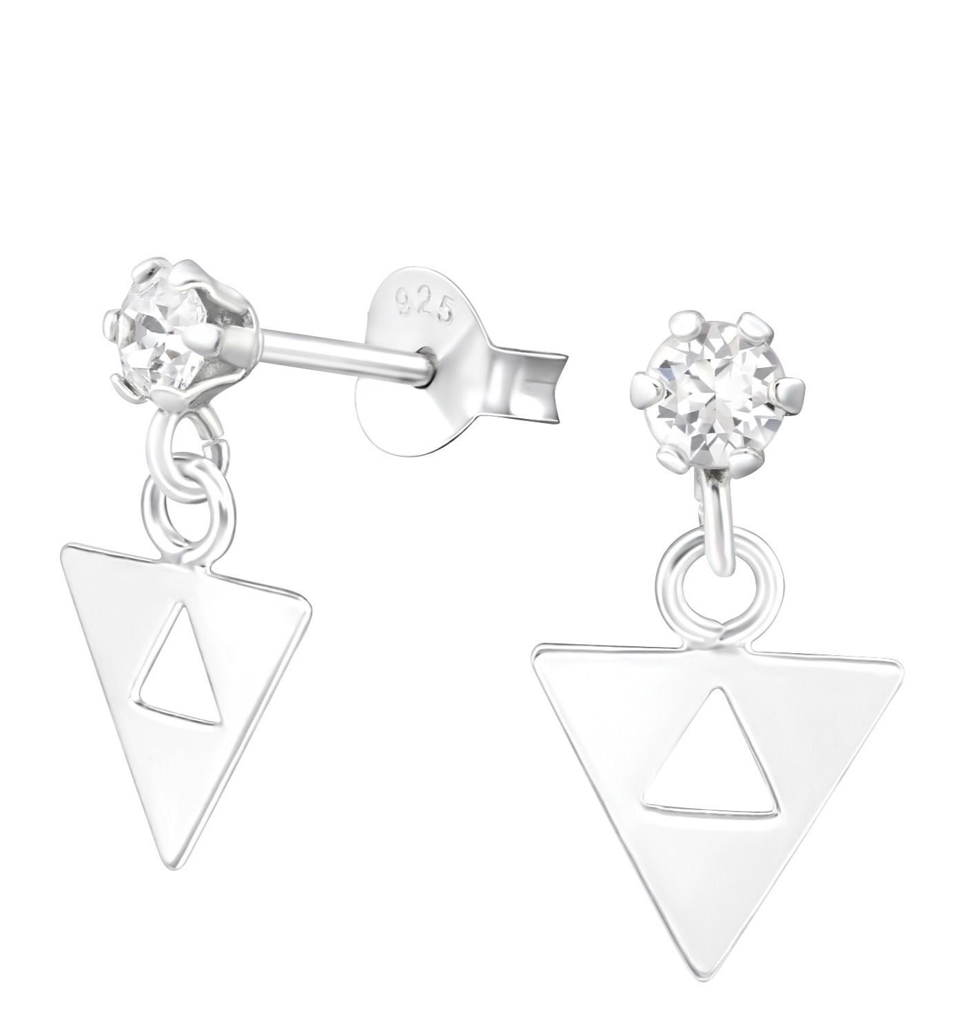 Pendientes de botón con triángulo colgante y cristales Swarovski®