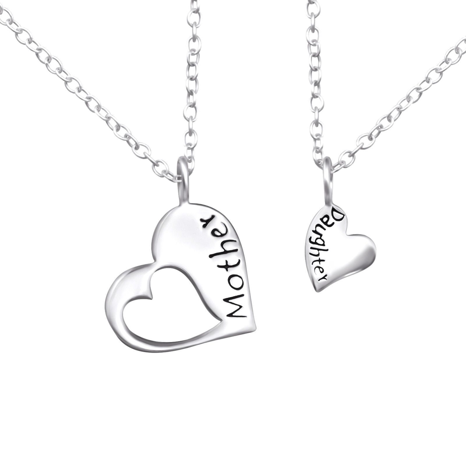Conjunto de collar de plata para madre e hija