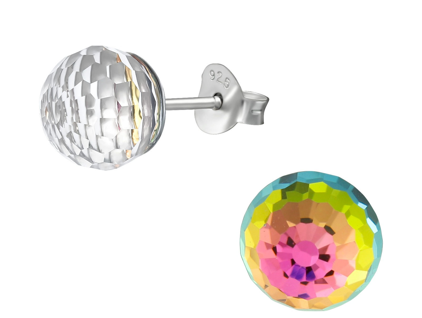 Pendientes de plata en forma de bola de discoteca con cristales de Swarovski®