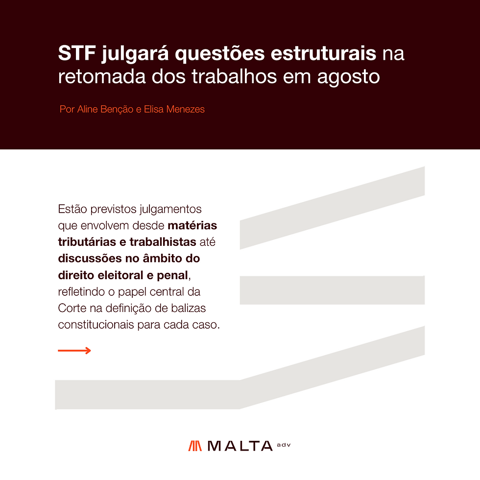 Supremo julgará questões estruturais na retomada dos trabalhos em agosto