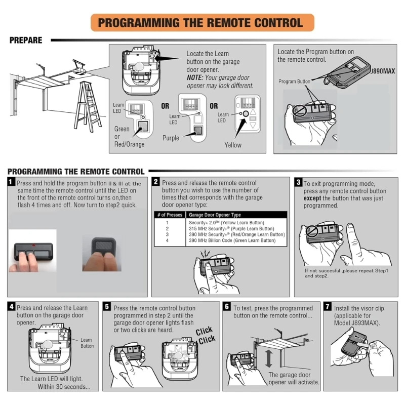Miniatura: 2 For Chamberlain LiftMaster Garage Door Opener Remote 893LM 953EV-P2 Learn