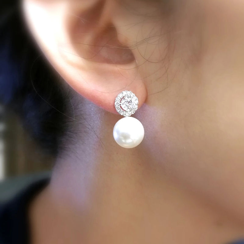 Thumbnail: Huitan Delicate Imitation Pearl Earrings Bride Wedding Accessories Temperament E