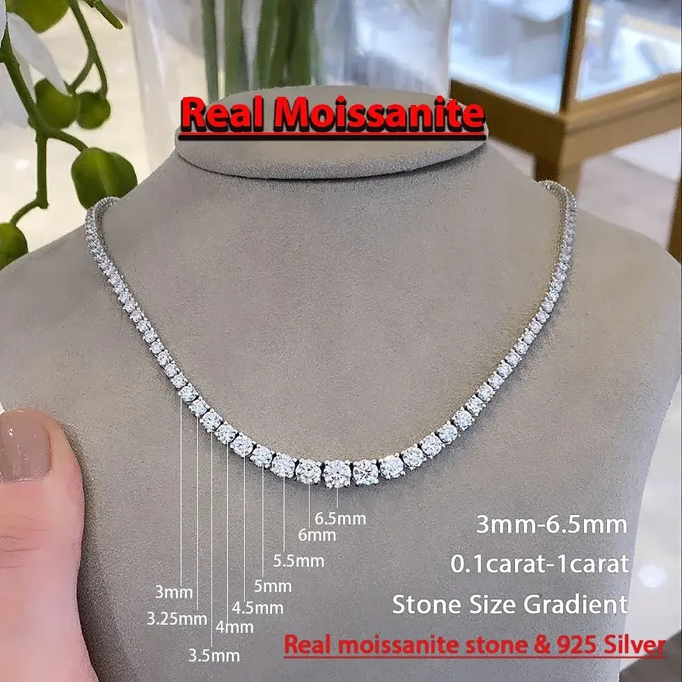 Thumbnail: Moissanite Diamond Tennis Necklace with Certificate 3-5mm Size Gradient Diamond 