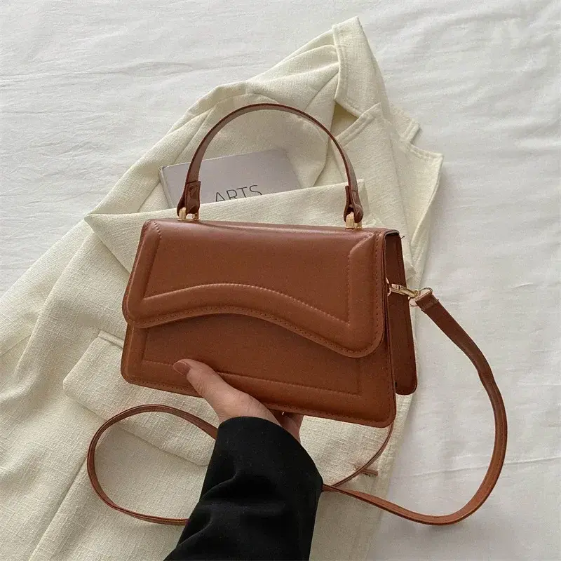 Thumbnail: High Quality PU Leather Handbag Purse Women's Bag Solid Color Shoulder Crossbody