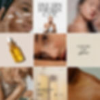 Grid of Instagram posts displaying various skincare products and creative designs.