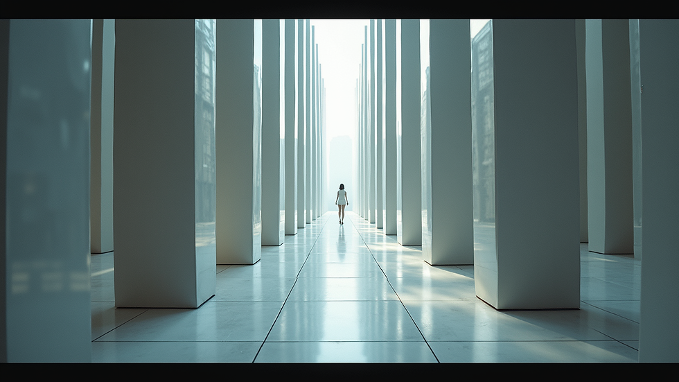 high angle view of a futuristic virtual memorial space