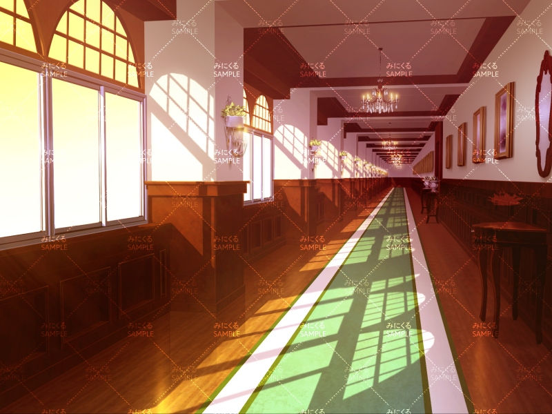 洋館の廊下①(夕方) - お屋敷編04